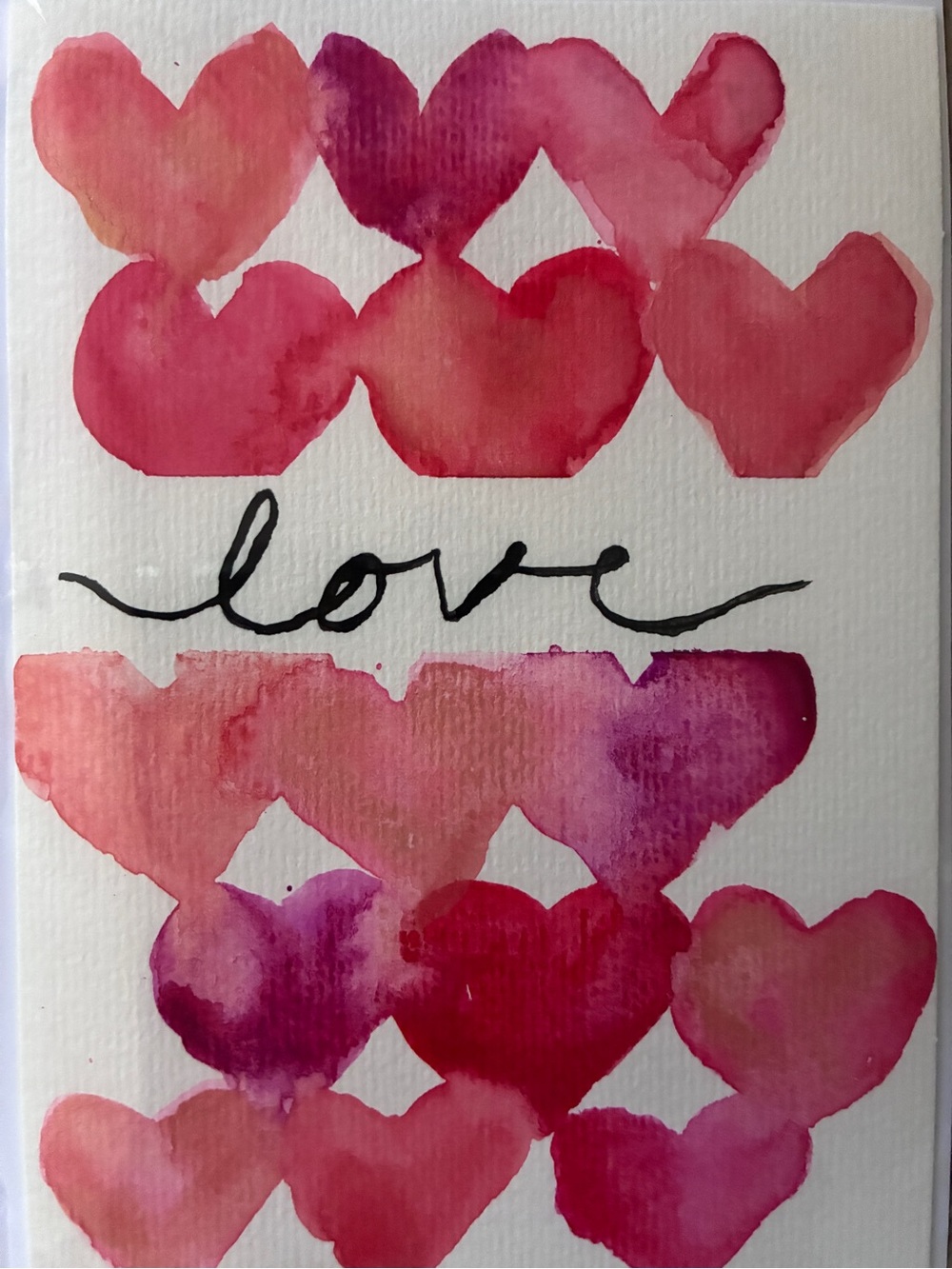 Hand painted watercolor cards- hearts and love birds